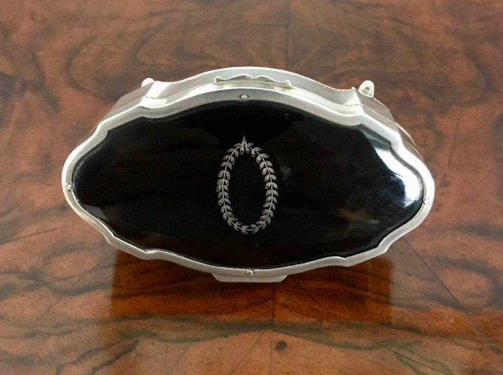  A good GEORGE V hinged lid silver & tortoiseshell casket  View II