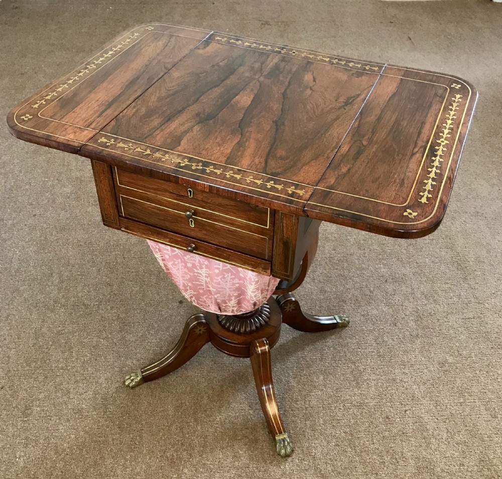  Regency brass inlaid rosewood worktable 