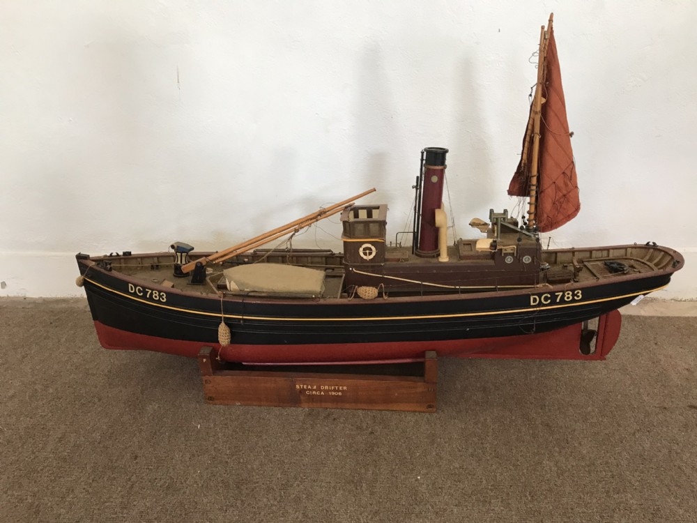  Finely detailed model of a steamboat drifter 