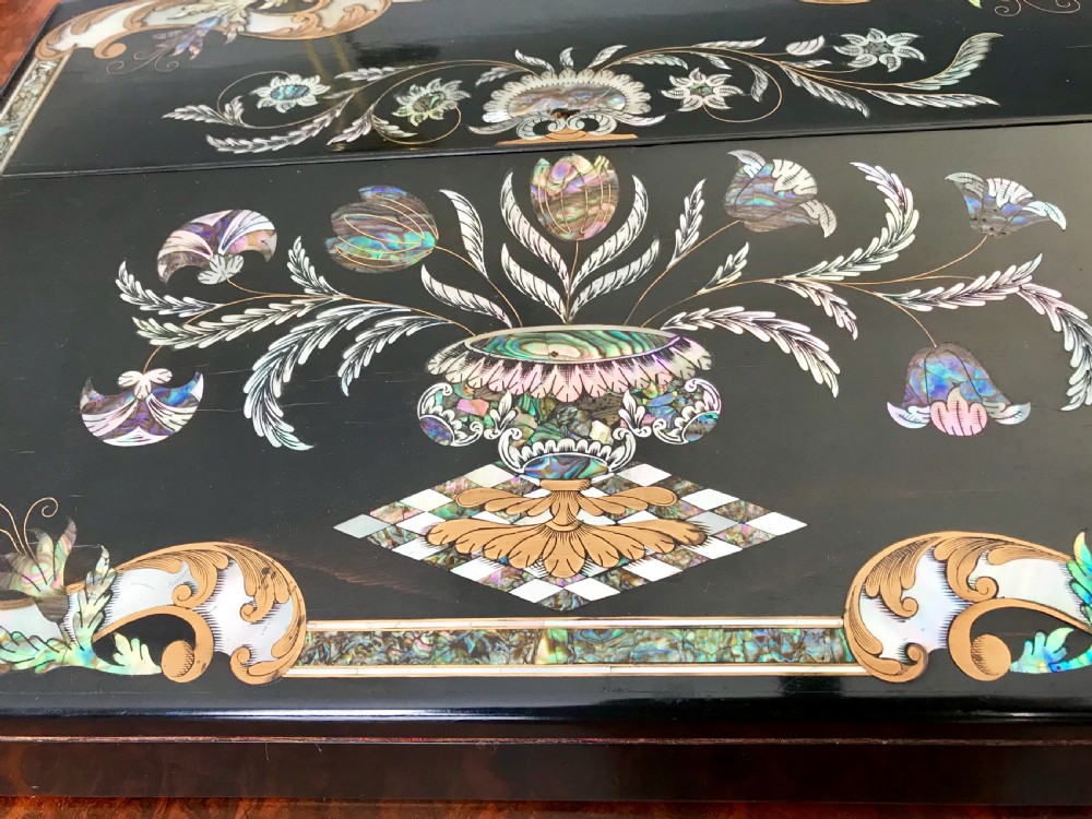  Victorian Exotic shell inlaid  writing box  View XII