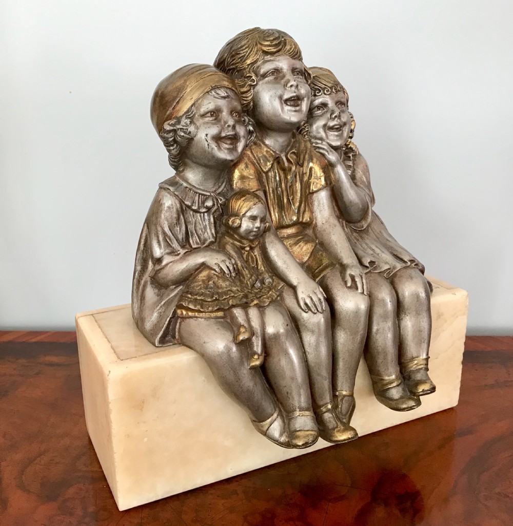 DEMETRE H. CHIPARUS  silvered and gilt group of three young girls  View VI