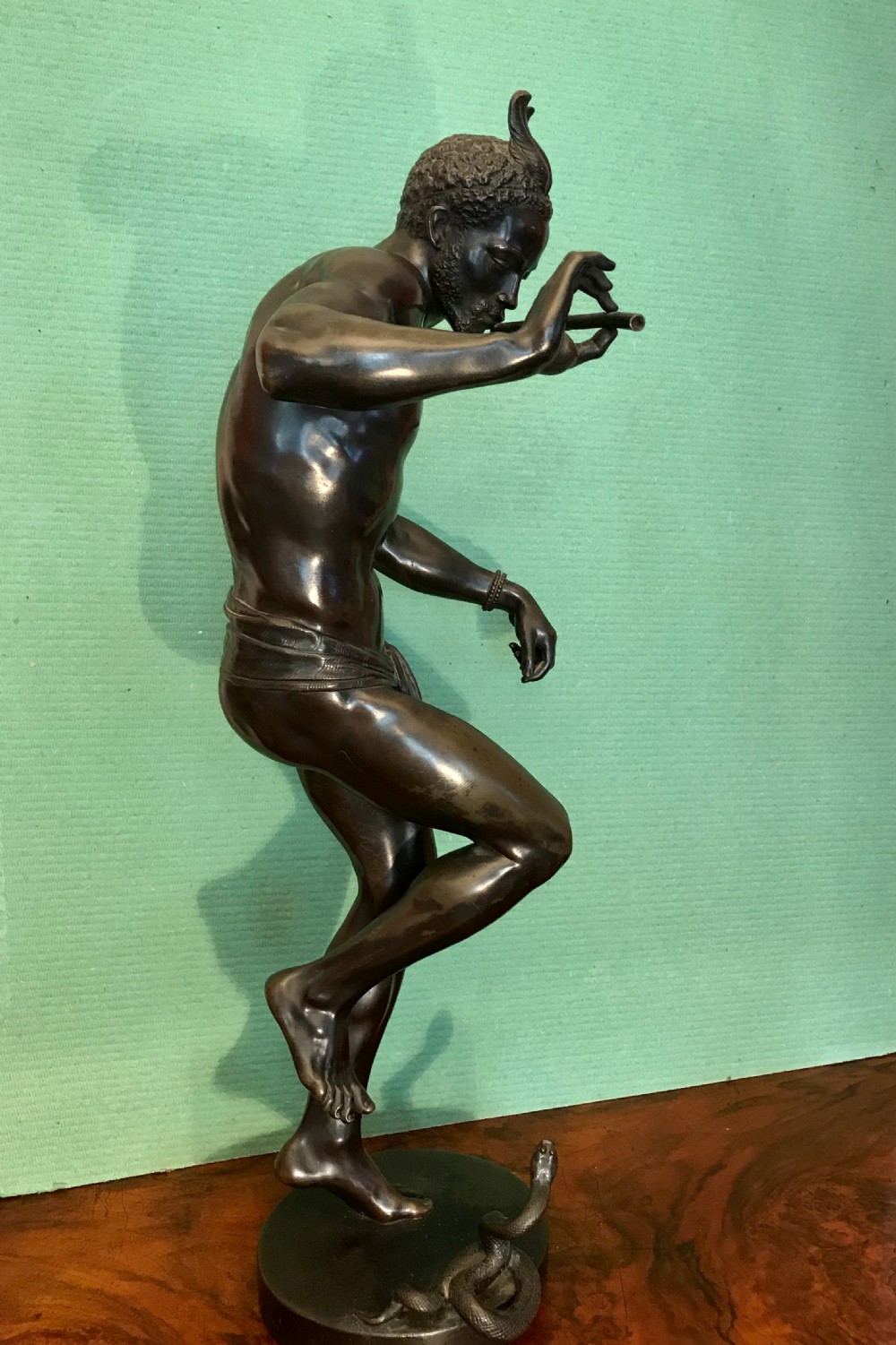  Good and large bronze study of a snake charmer circa 1860  View IX
