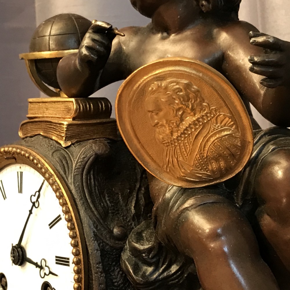 A Victorian eight day hour and a half hour striking mantle clock. View VIII