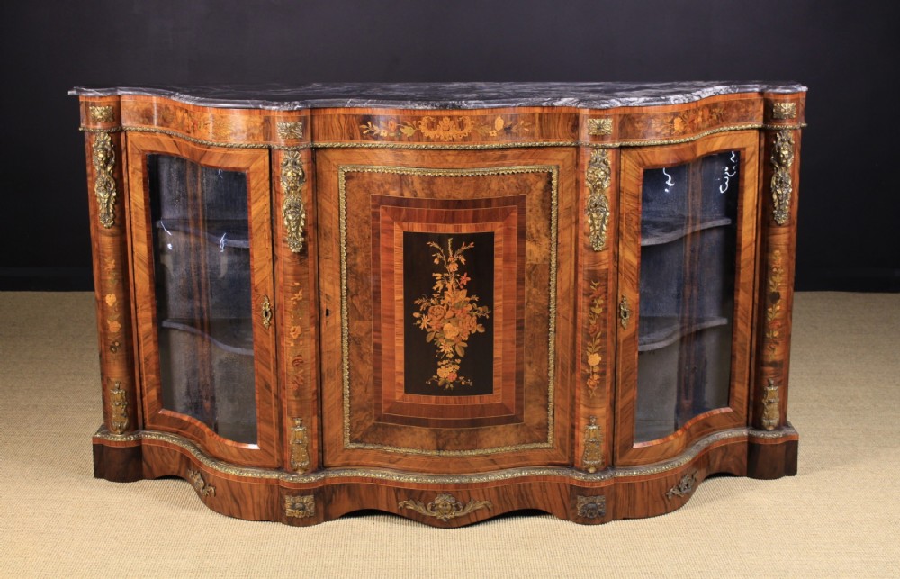 Exceptional quality Victorian marquetry credenza