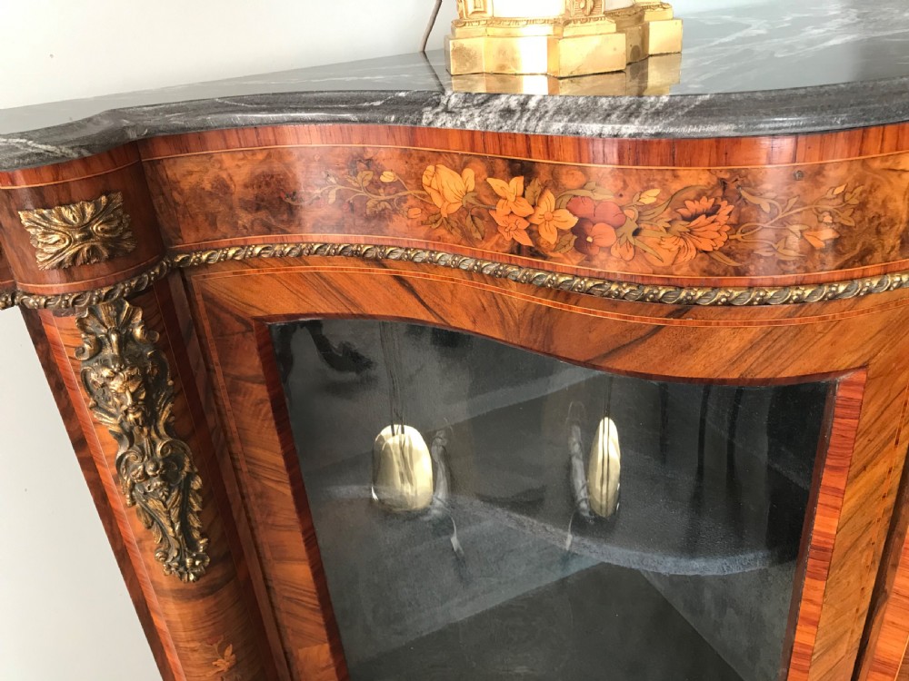 Exceptional quality Victorian marquetry credenza View IV