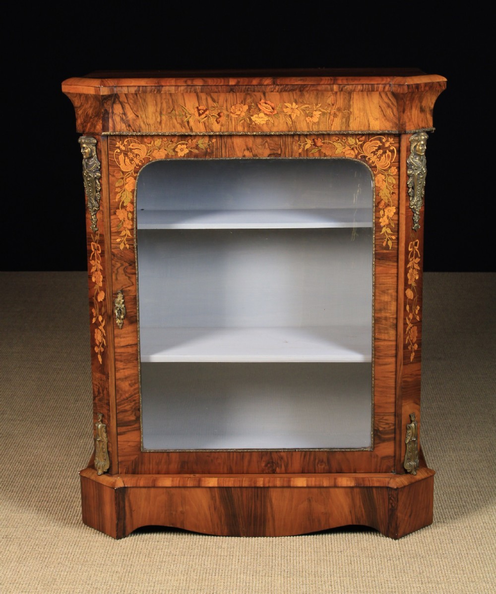 Victorian marquetry side display cabinet circa 1875