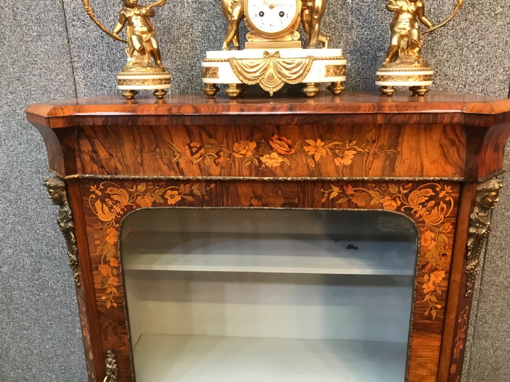 Victorian marquetry side display cabinet circa 1875 View IV