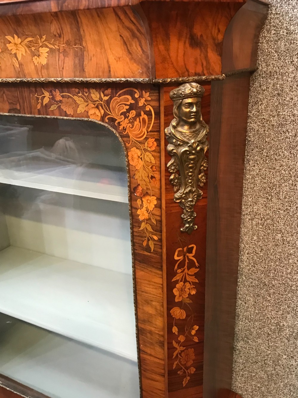 Victorian marquetry side display cabinet circa 1875 View VI