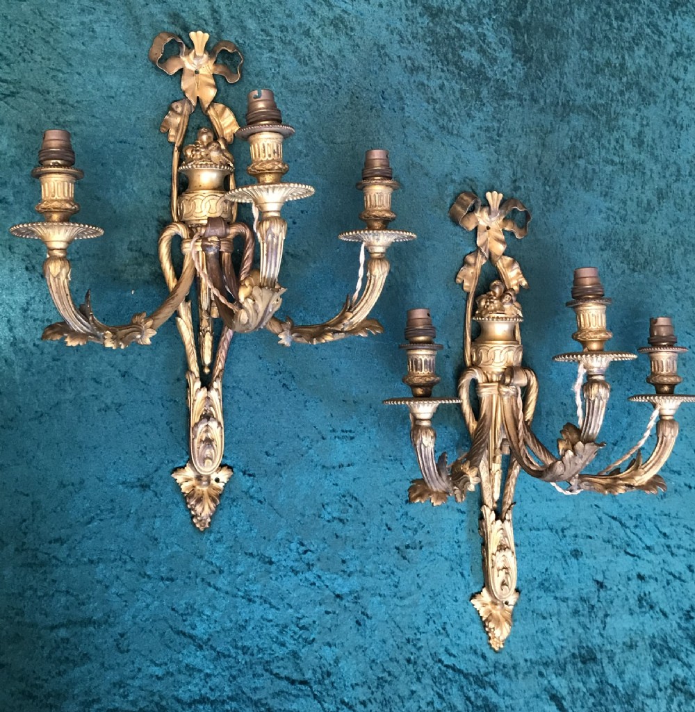 Most ornate pair of wall lights circa 1900