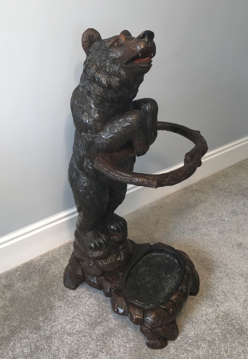 Black forest carved bear stick hall stand circa 1900