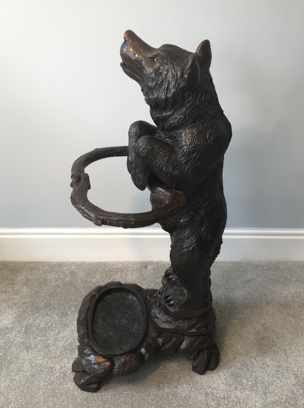 Black forest carved bear stick hall stand circa 1900 View VI
