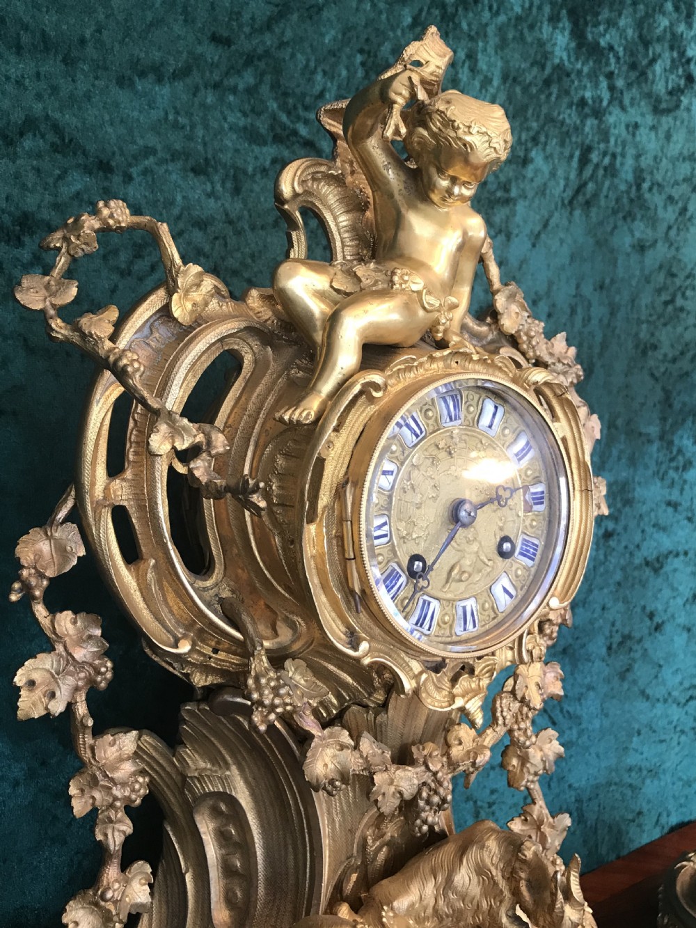  19th century 8- day striking clock set garniture circa 1875 View V