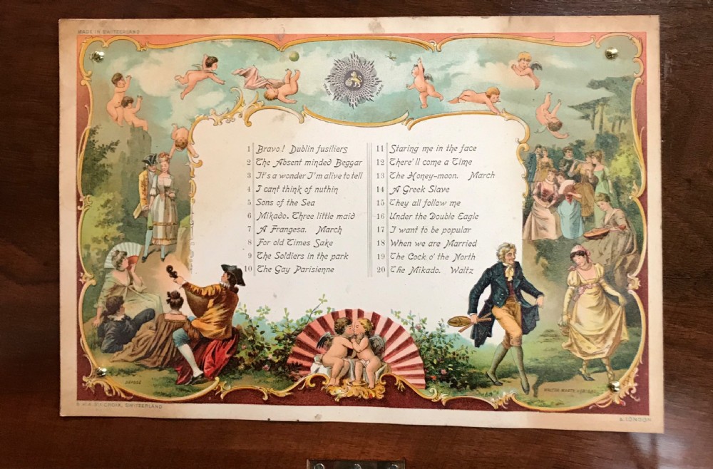 Fine victorian Swiss musical music box playing 20 Popular tunes View VI