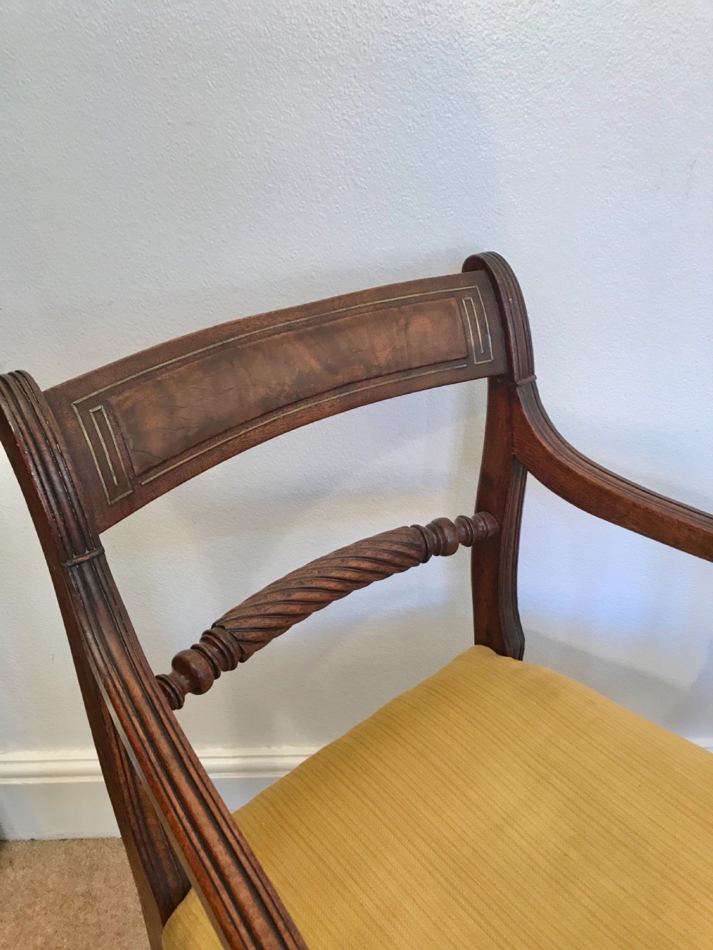 Circa 1830 Pair of Regency  mahogany, carver, dining, or, library, chairs  View II