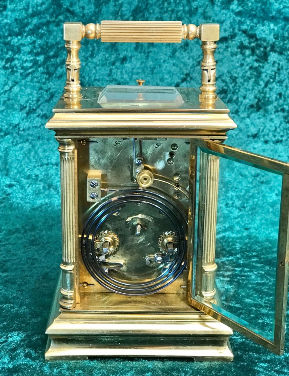 Exceptional quality repeating carriage clock, or library clock.circa 1900 View III