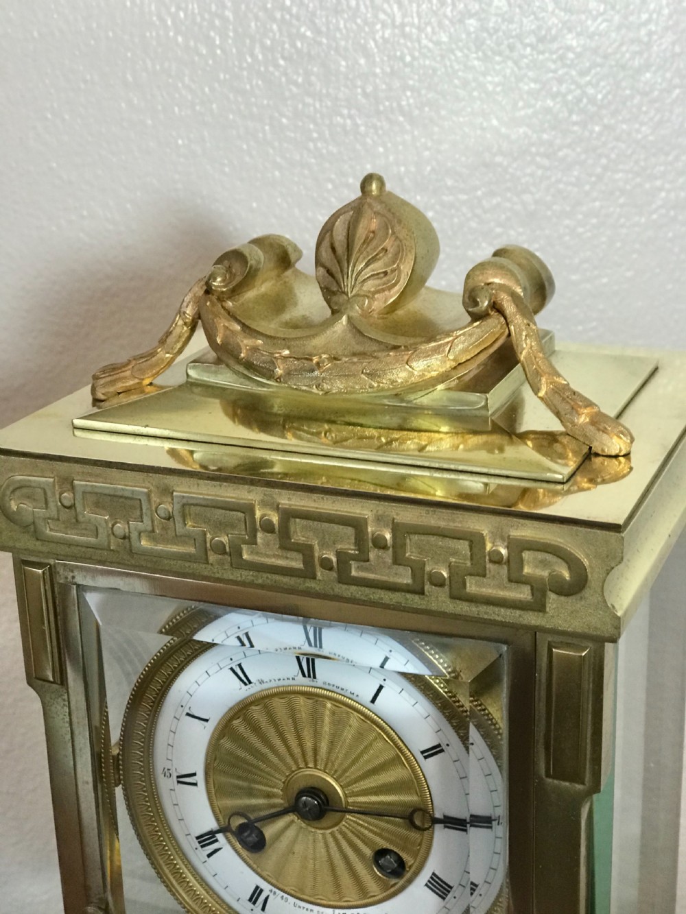 A fine Mantel, Four glass, library, table,clock circa 1890 View III
