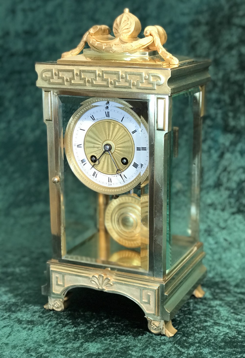 A fine Mantel, Four glass, library, table,clock circa 1890 View VII