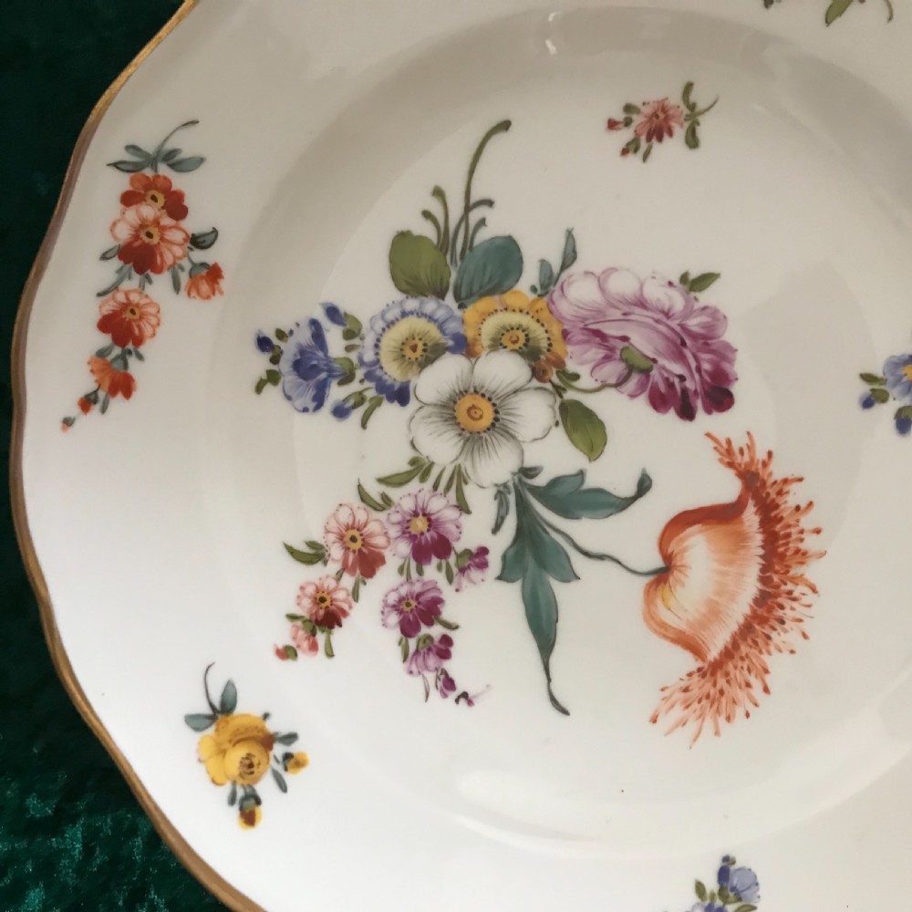 Exceptional condition pair of hand painted Meissen plates circa 1900 View II