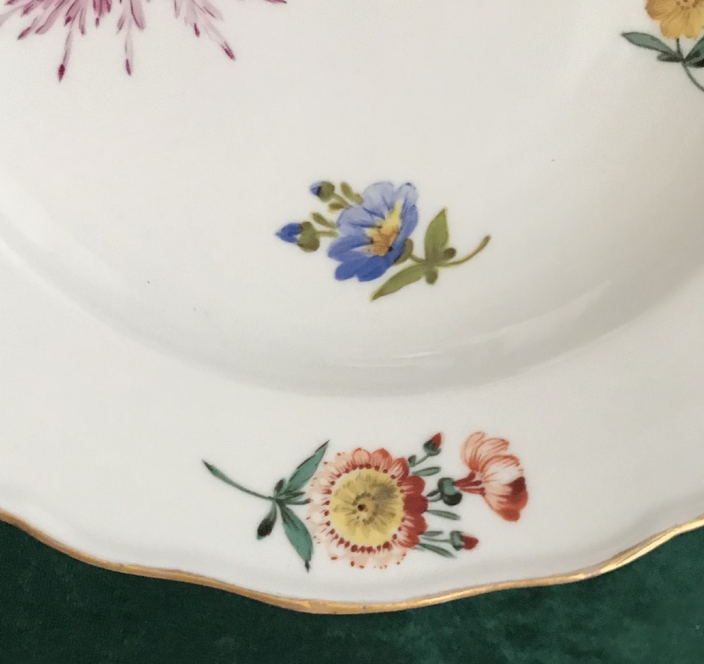 Exceptional condition pair of hand painted Meissen plates circa 1900 View III