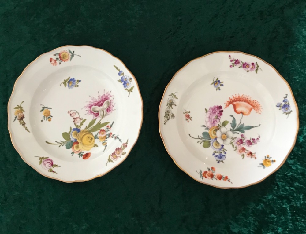 Exceptional condition pair of hand painted Meissen plates circa 1900 View IV