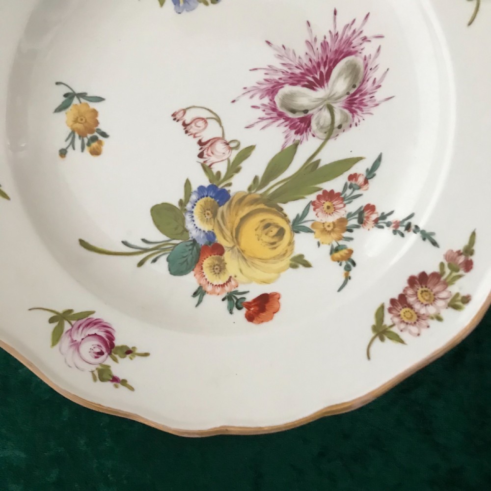 Exceptional condition pair of hand painted Meissen plates circa 1900 View V