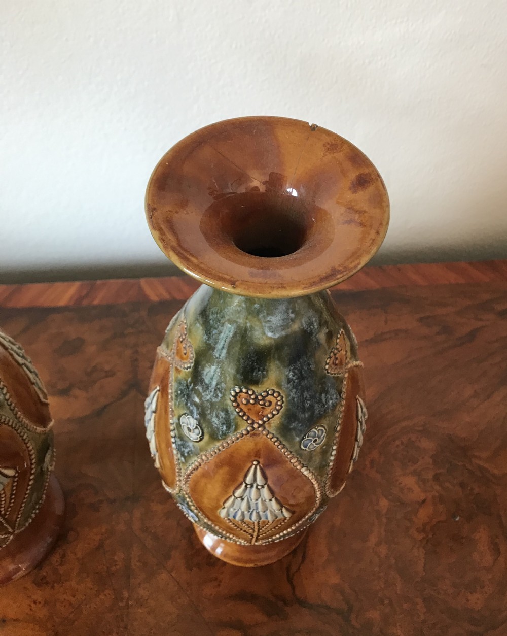 Pair of Doulton stoneware vases View III
