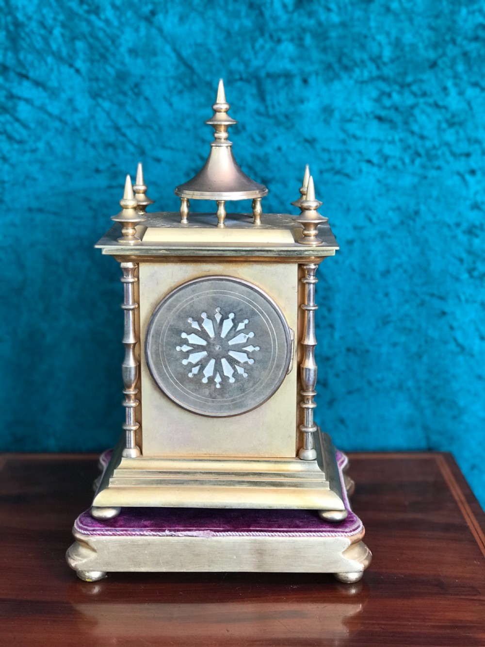 A fine 19th century, mantle clock, in the form of an Eastern temple.Victorian clock circa 1880. View V