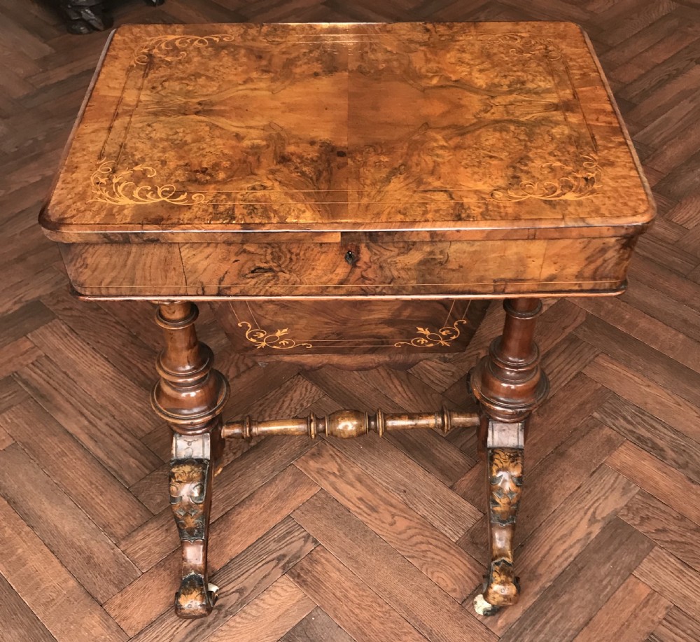 Victorian walnut worktable circa 1875. Sewing. Side table.