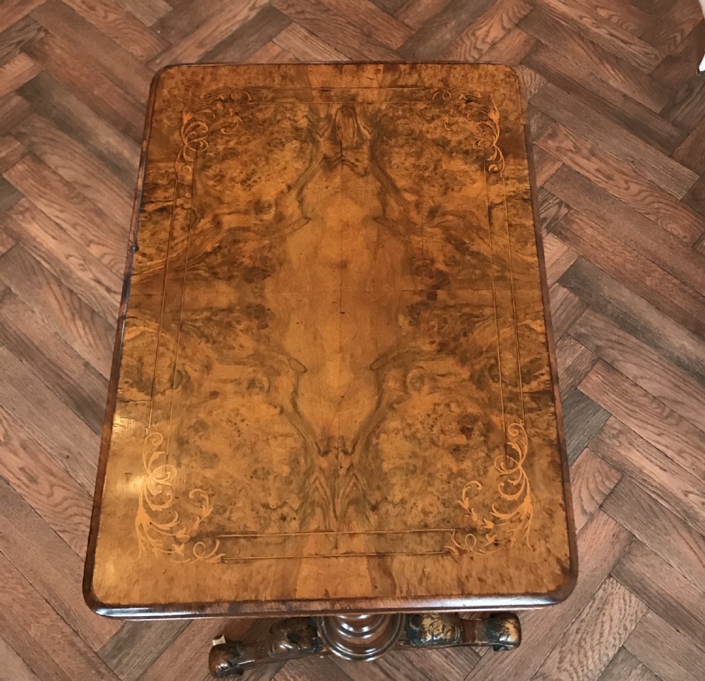 Victorian walnut worktable circa 1875. Sewing. Side table. View V
