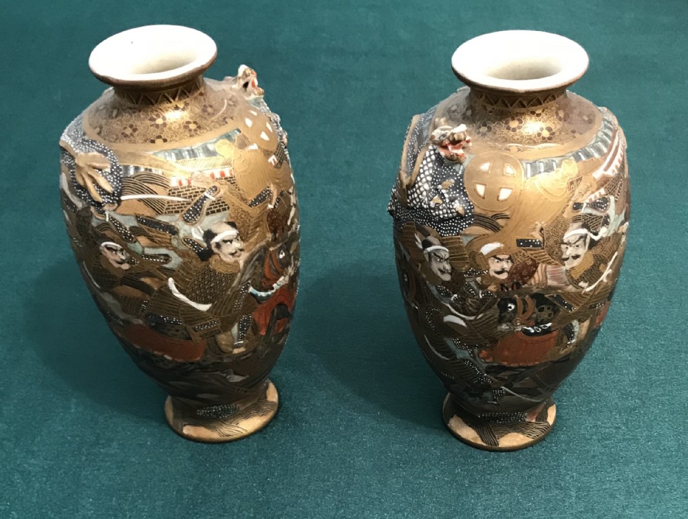 Most decorative Satsuma, pair of Japanese vases, circa 1900