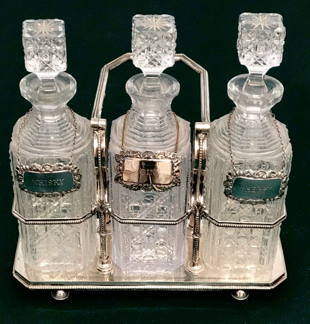 Fine Victorian cut glass decanter set, tantalus, decanters,  circa 1870