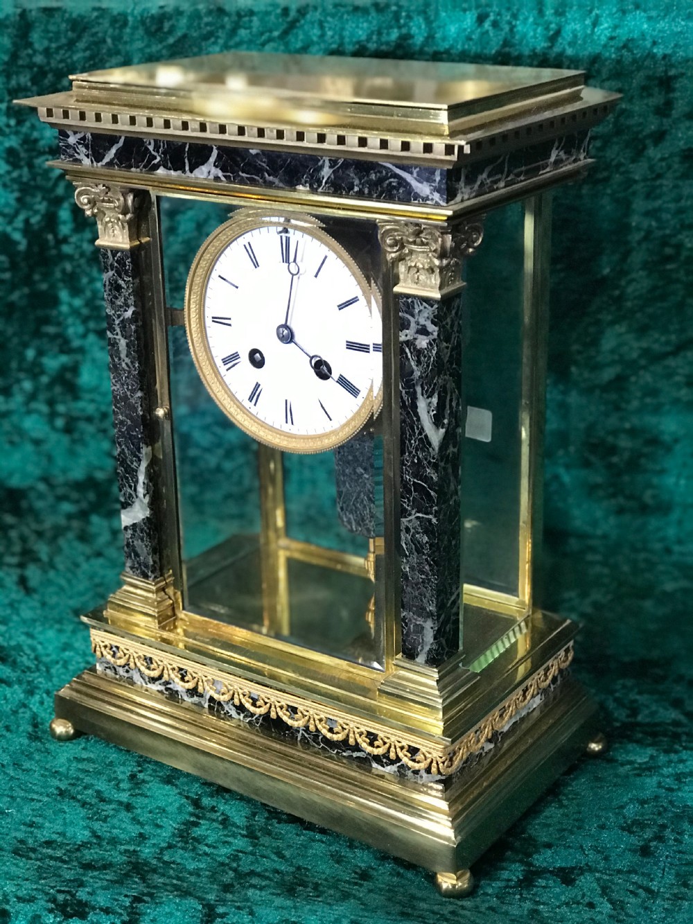 Most decorative Mantel clock. Four glass clock. Library clockcirca 1875 View VIII