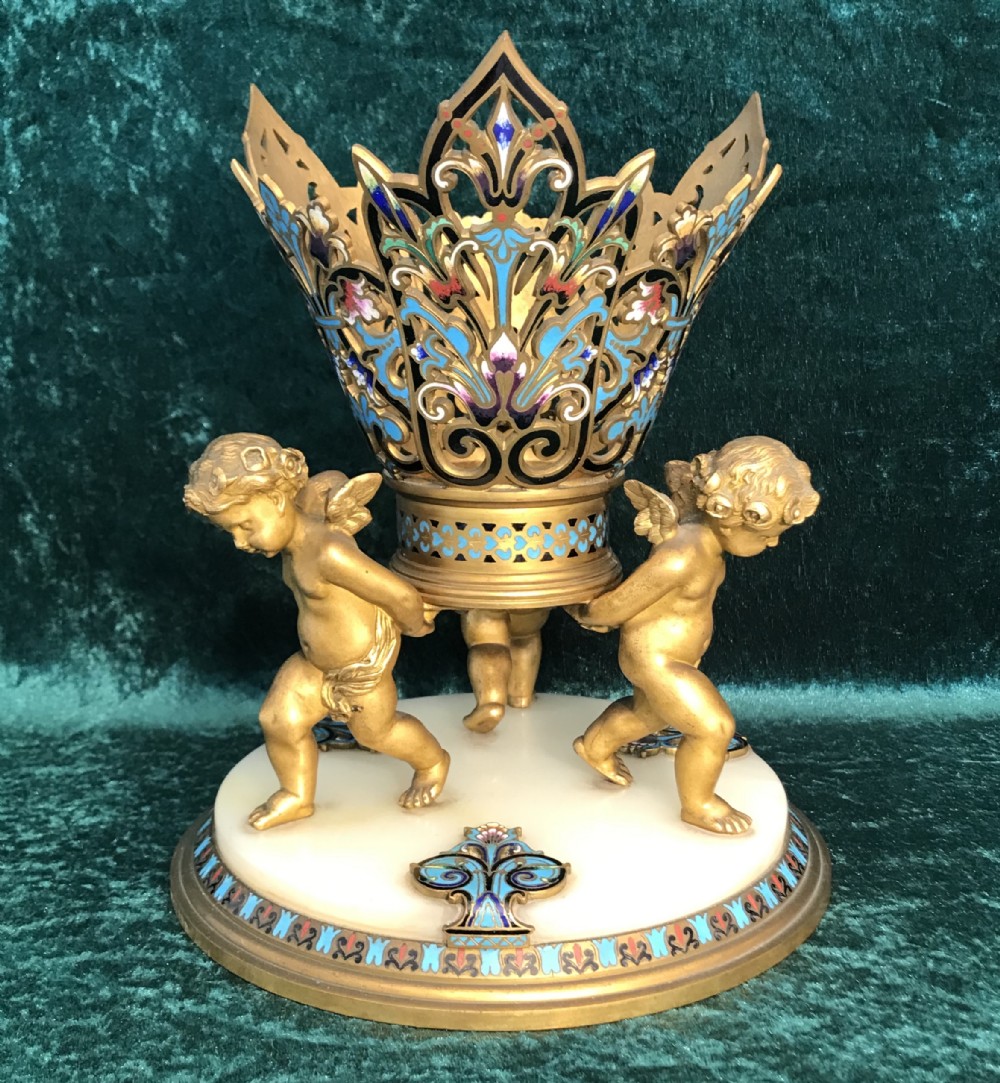 Champleve Table centrepiece. Vase. Flower holder. circa 1880