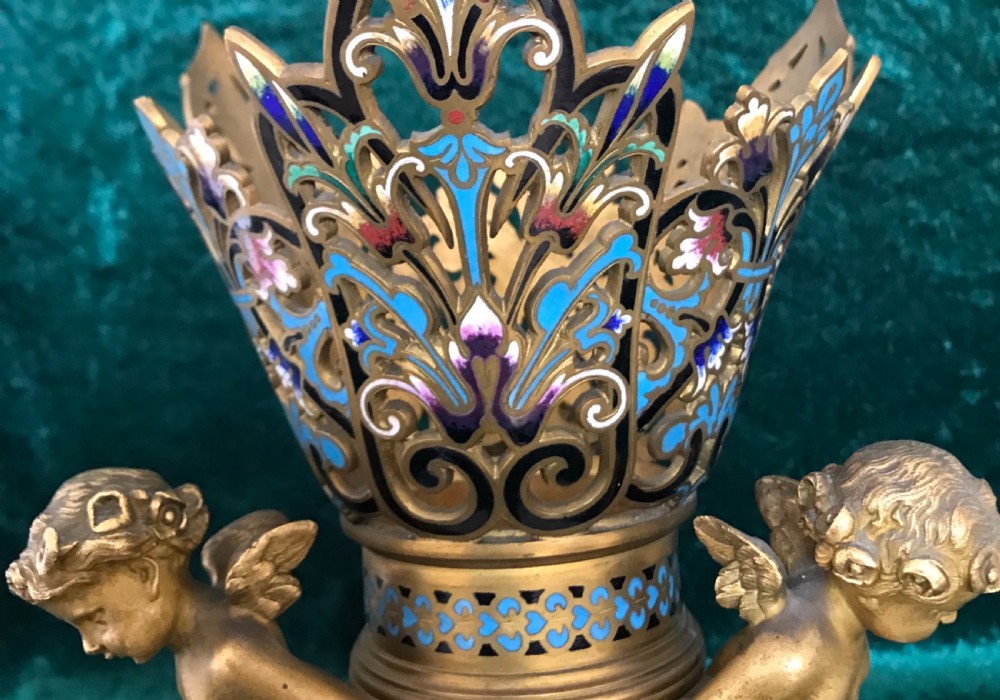 Champleve Table centrepiece. Vase. Flower holder. circa 1880 View V