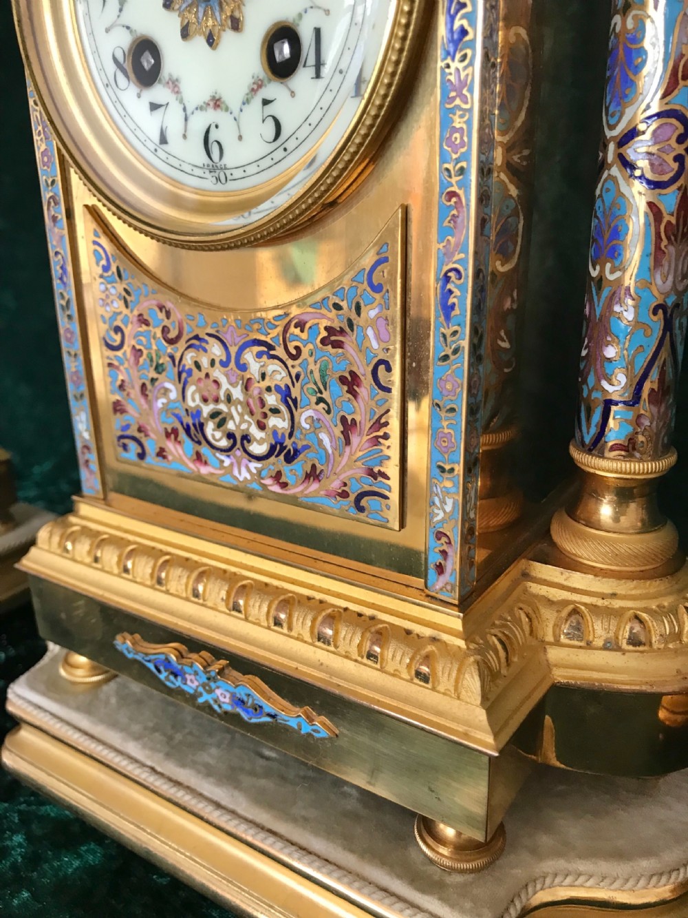Victorian clock set. Champleve. Clock Garniture.1875 View IV