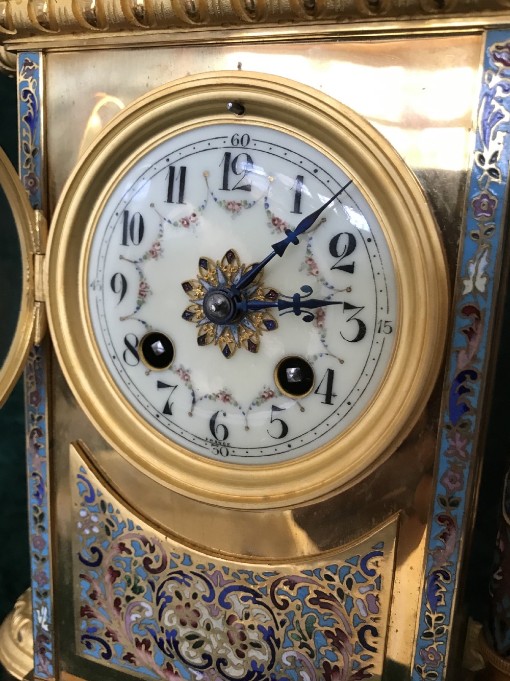 Victorian clock set. Champleve. Clock Garniture.1875 View V