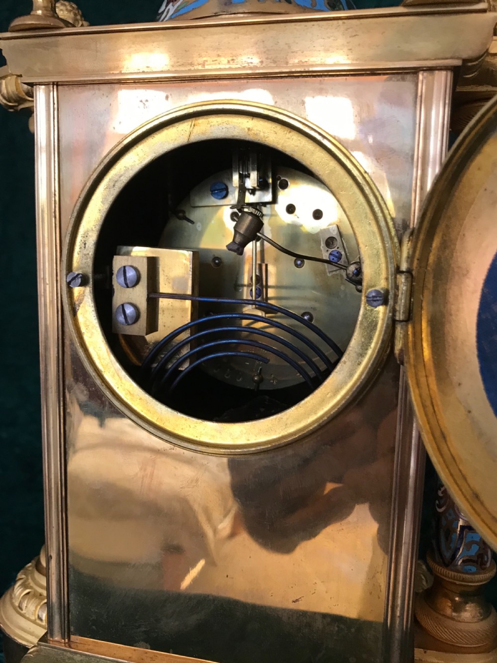 Victorian clock set. Champleve. Clock Garniture.1875 View VI