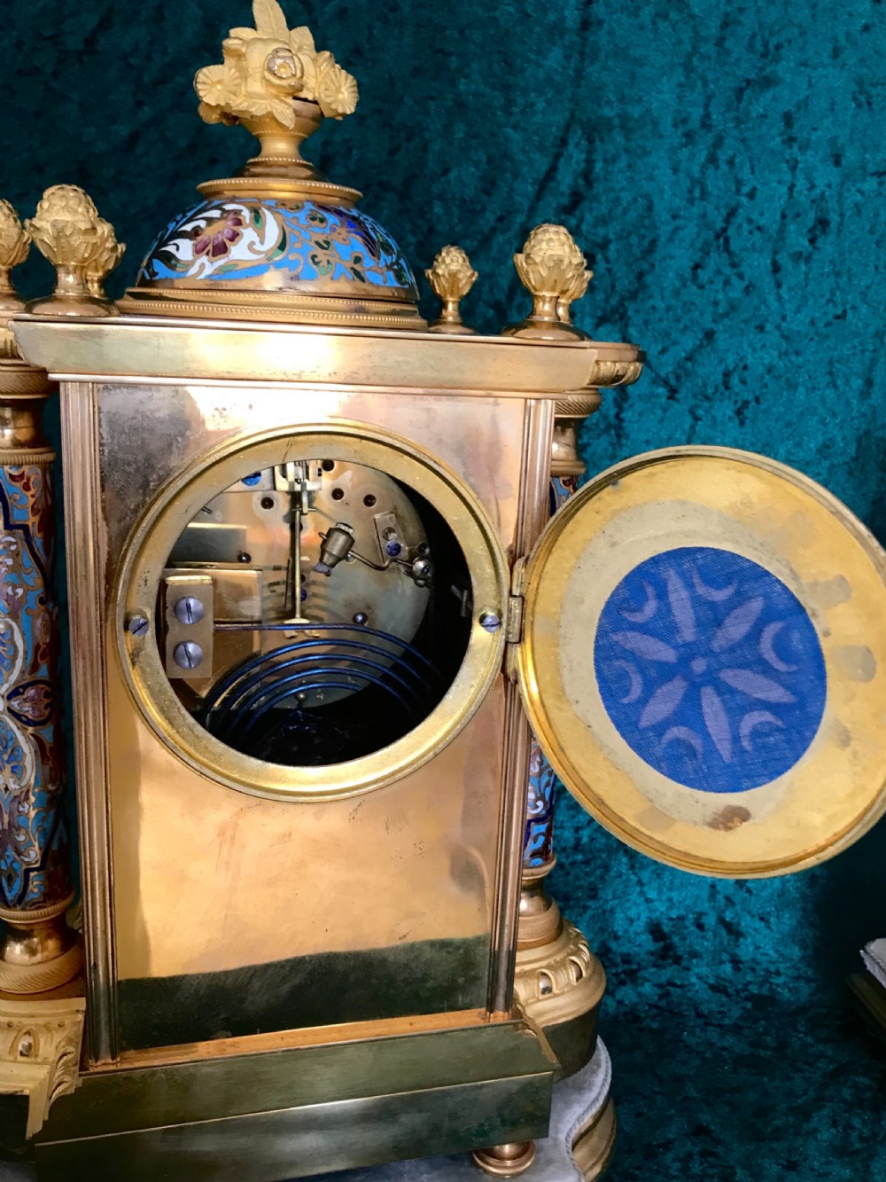 Victorian clock set. Champleve. Clock Garniture.1875 View VII