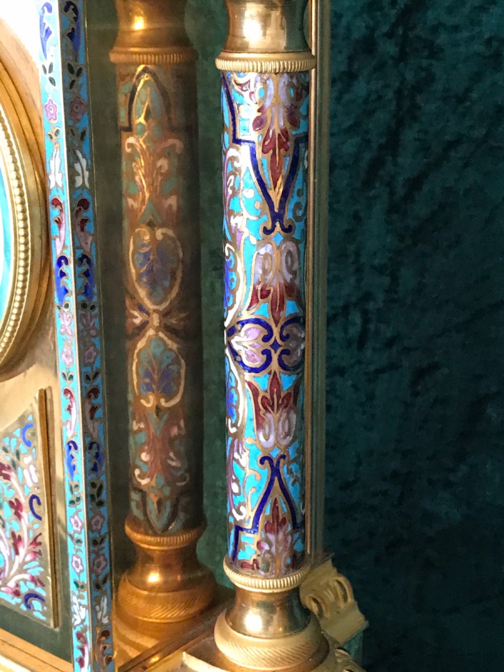 Victorian clock set. Champleve. Clock Garniture.1875 View X