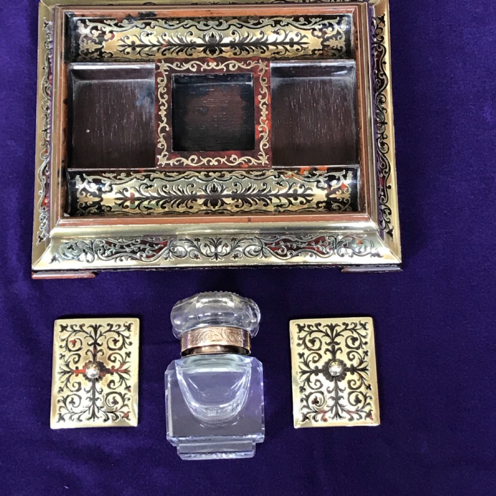 Boulle desk stand circa 1875 inkwell. View III
