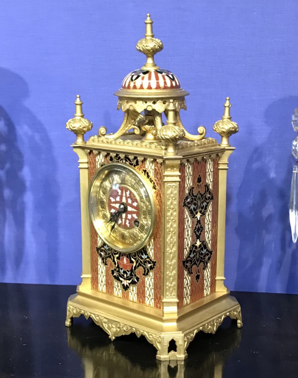 Victorian eight day striking mantle clock. Champleve,circa 1875
