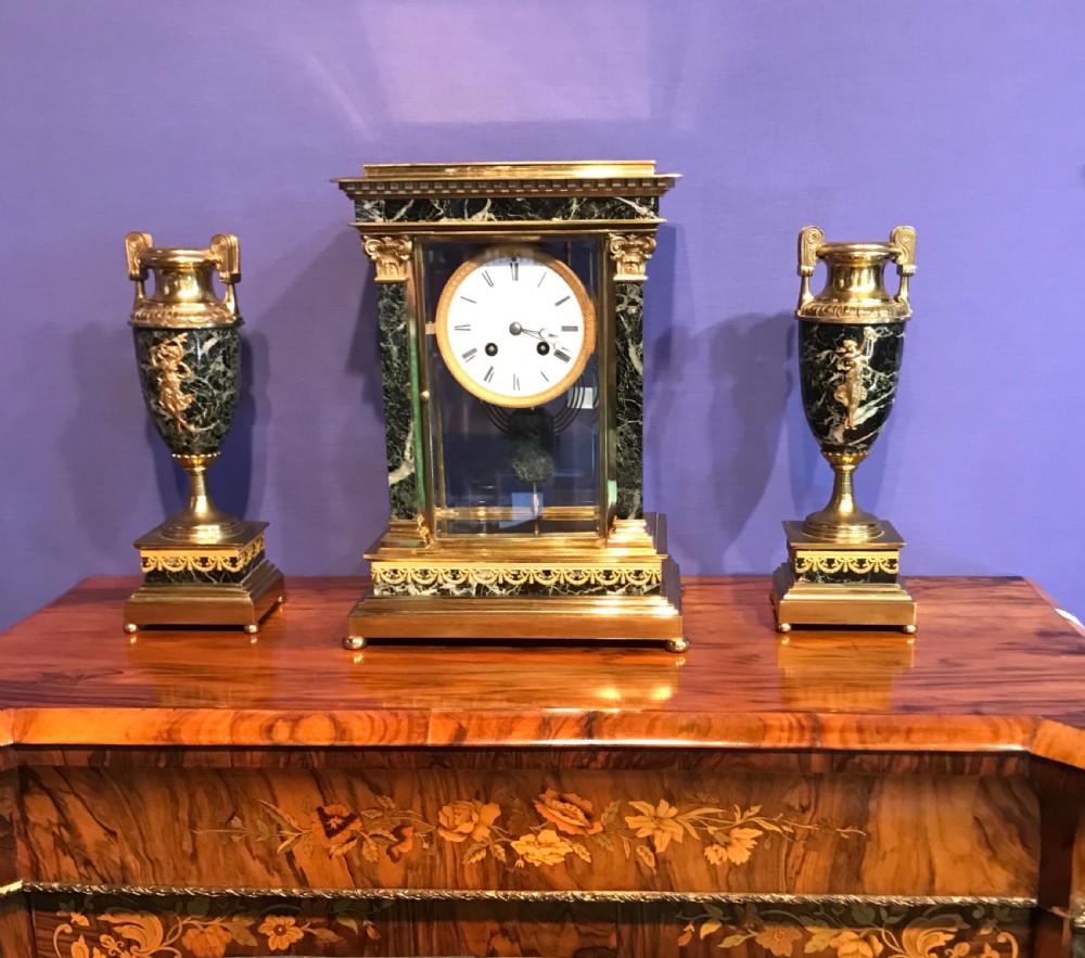 Victorian eight-day mantle clock. Garnitur, circa 1875