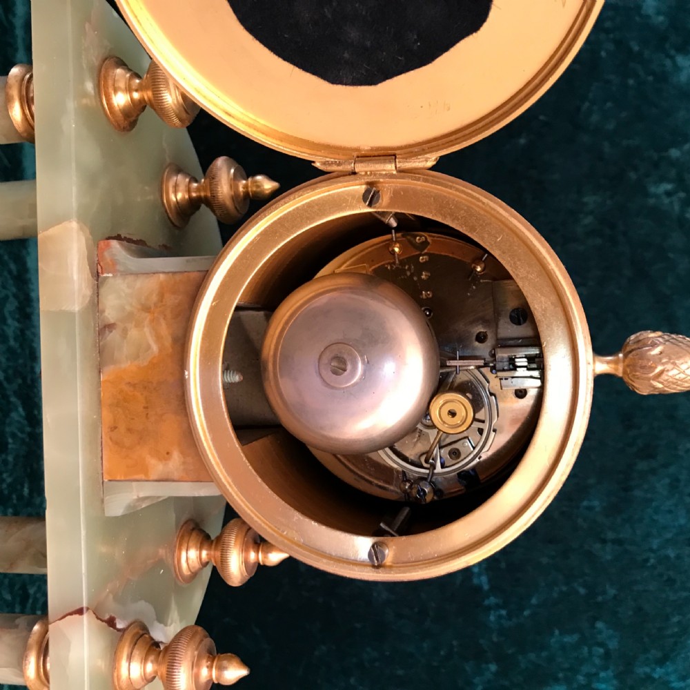 Victorian eight day striking onyx portico clock circa 1890 View VII