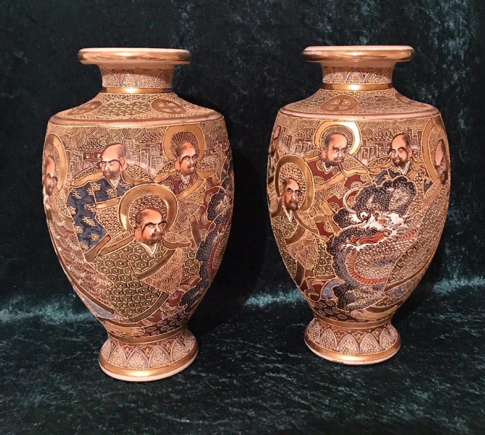 Good and large pair of Satsuma vases circa 1910
