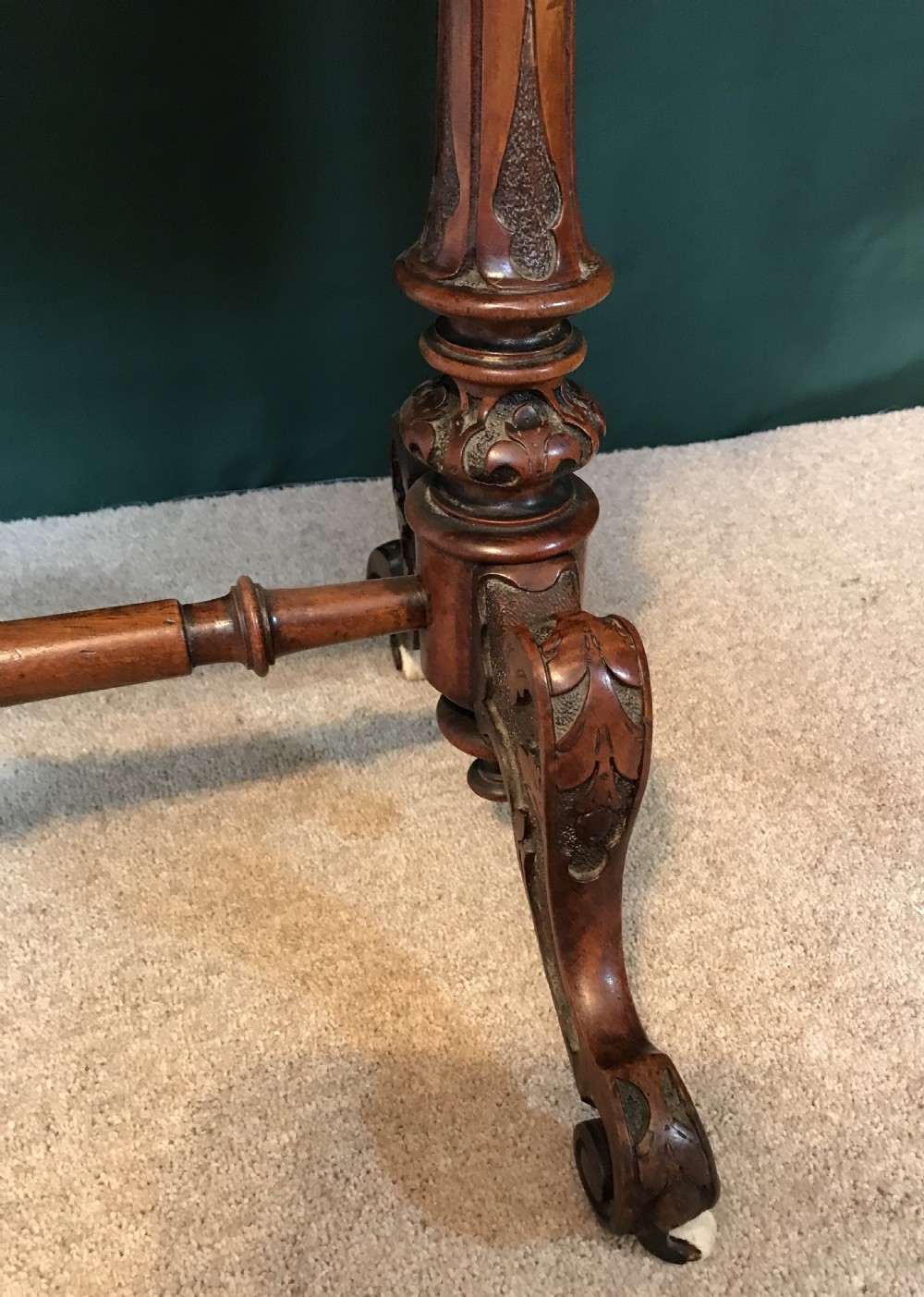 Victorian walnut work, side, tableCirca 1875 View V