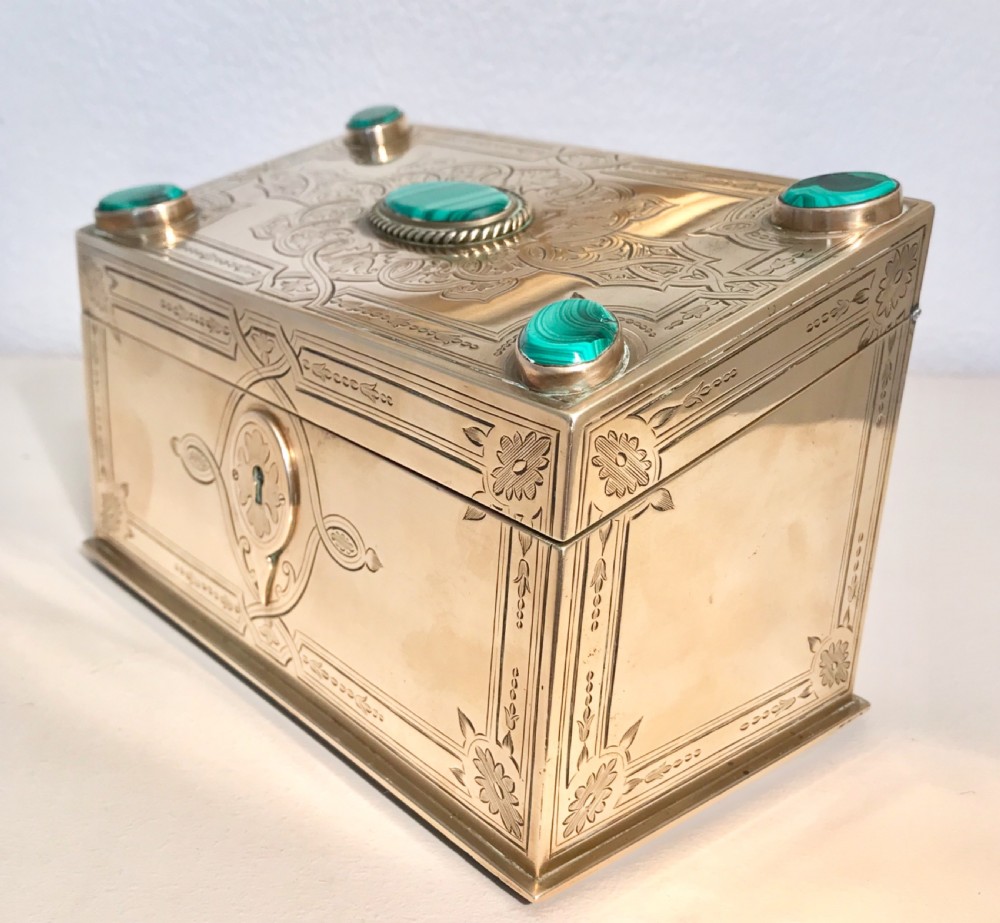 Superb quality jewellery box, inset with malachite circa 1880