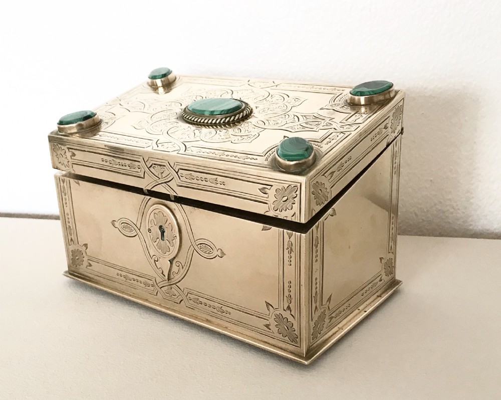 Superb quality jewellery box, inset with malachite circa 1880 View V