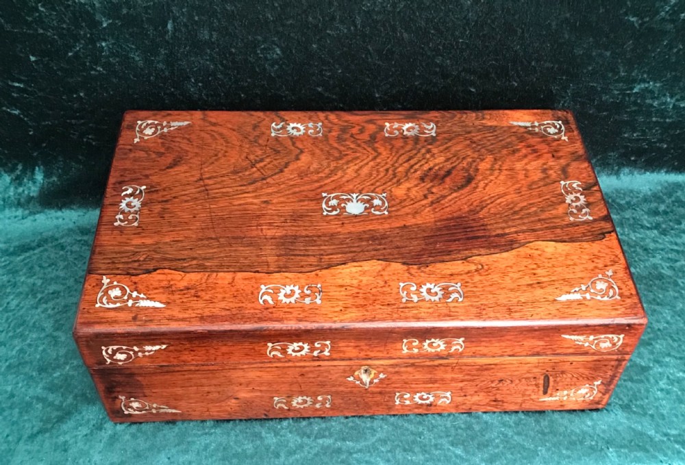 Victorian rosewood box inlaid with mother of pearl circa 1875 View III