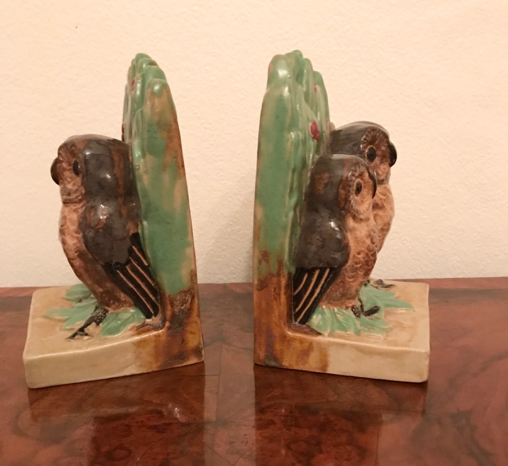 Doulton Lambeth owl bookends View VI