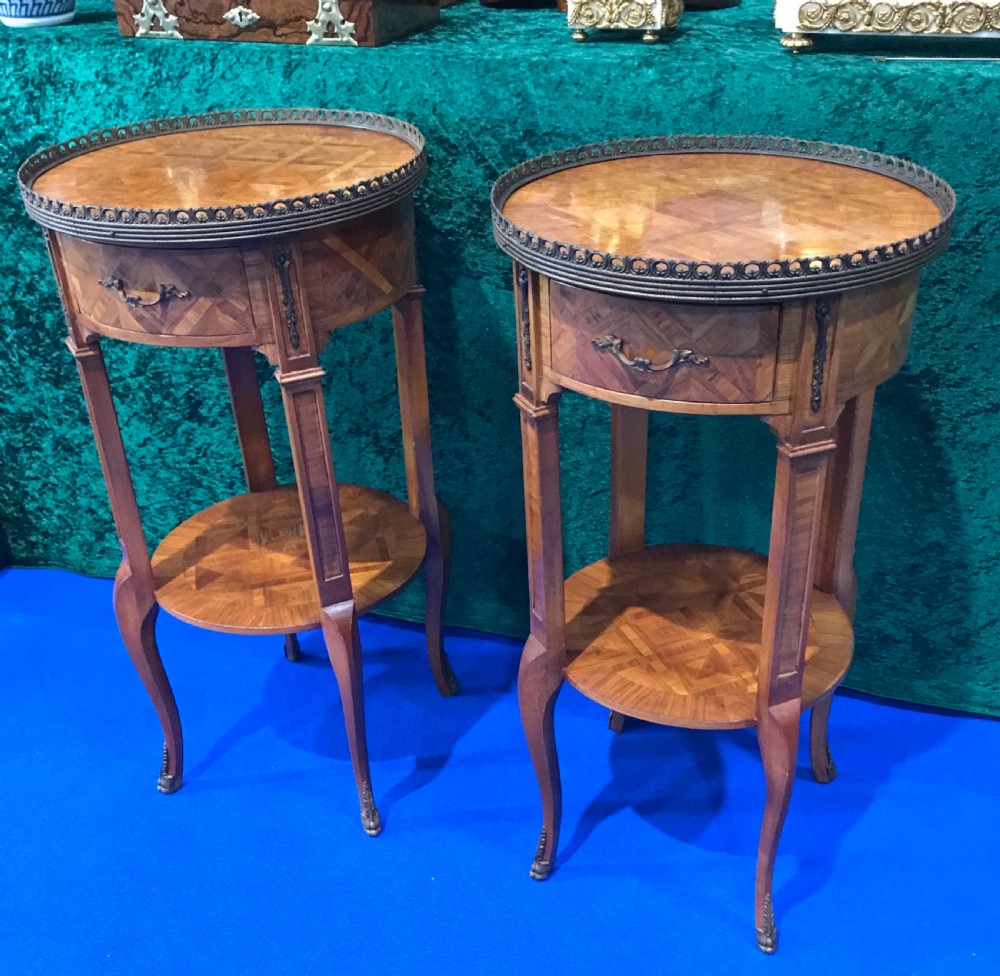 Pair of side tables circa 1920. Versatile for use as bedside tables, or lamp tables